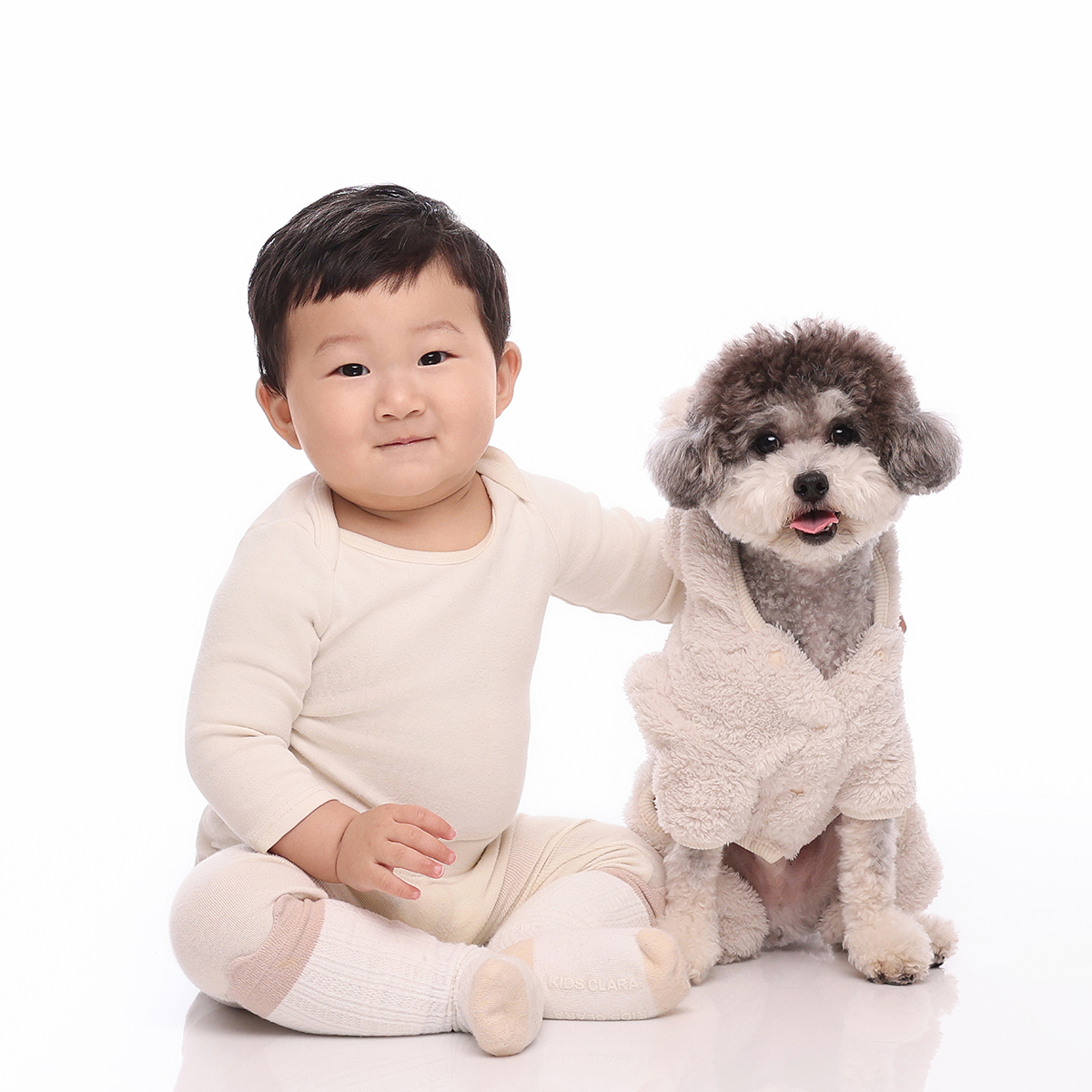 둘이함개 · 푸들과 나란히 앉은 아기 · 이층사진관